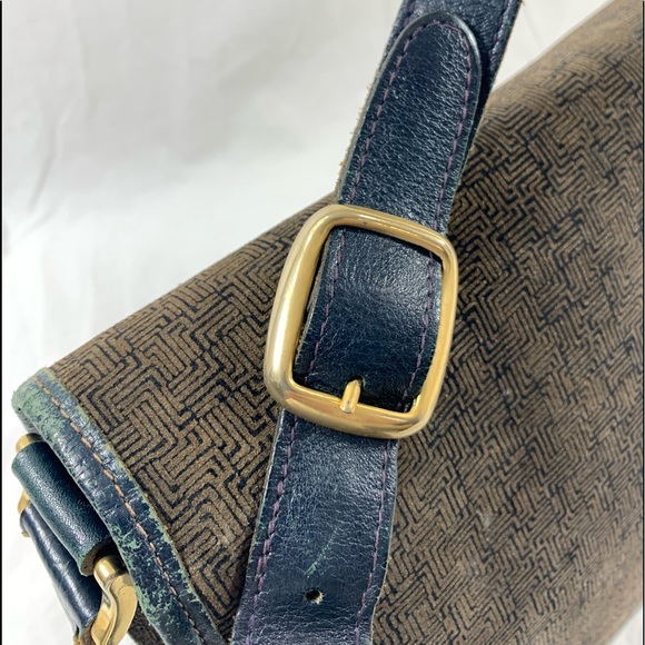 Genuine vintage LANVIN suede and leather  blue grey flap shoulder bag purse - Picture 7 of 15